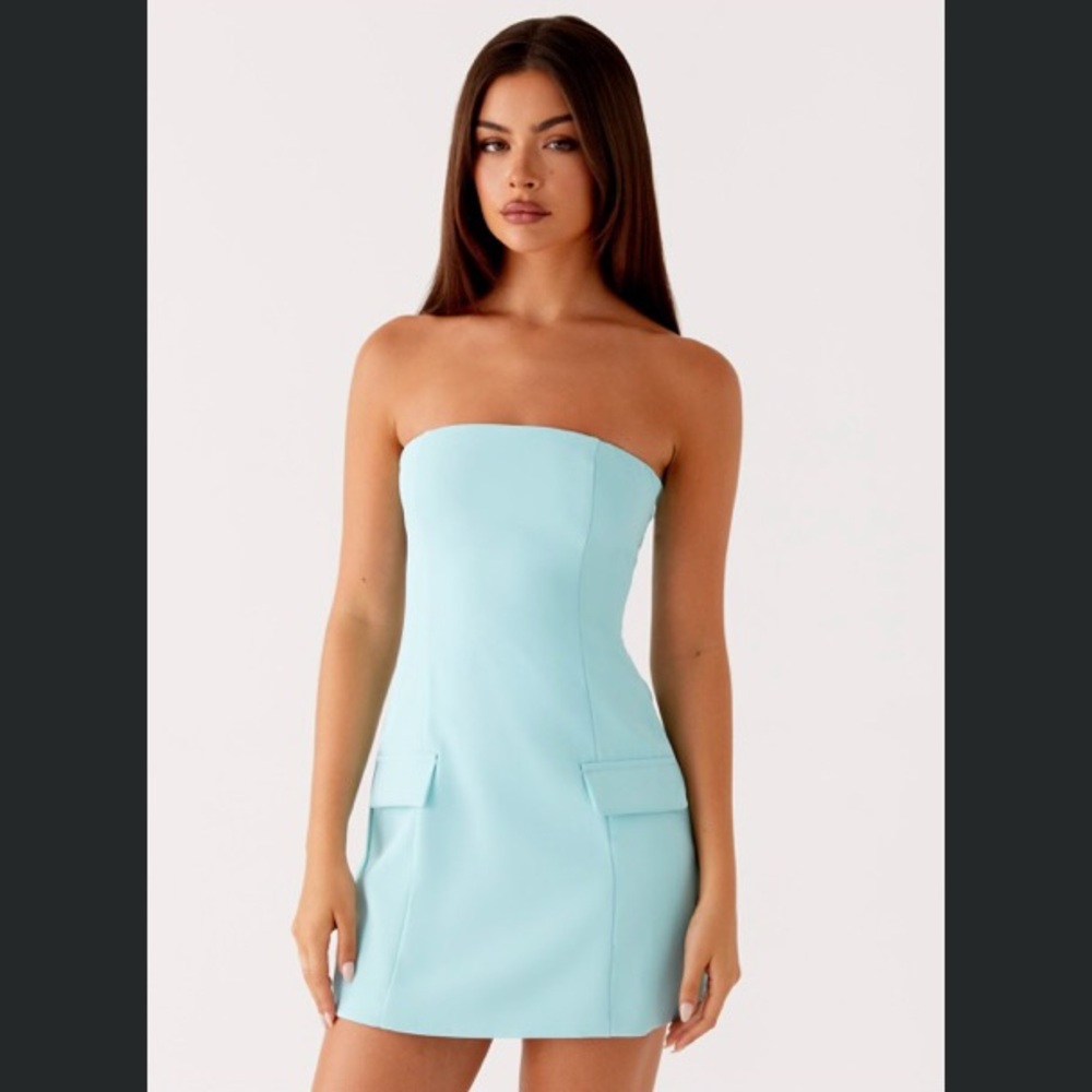 Peppermayo Strapless Mini Dress - Light Blue